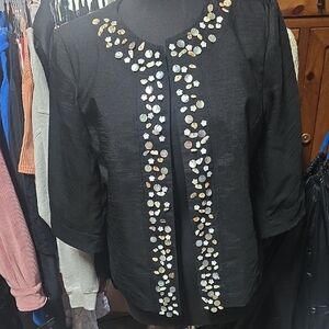 Elegant Black Embellished Women's Blouse